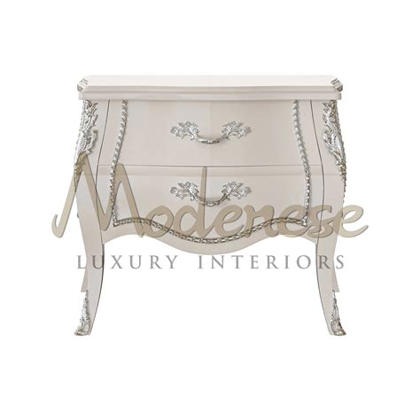 Silver Grace Night Table – Soft Baroque Style by Modenese Luxury Furniture
