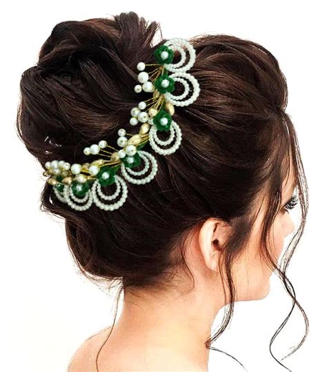 Buy Hair Flare Artificial Flowers with Pearls Peacock Feather shape ...
