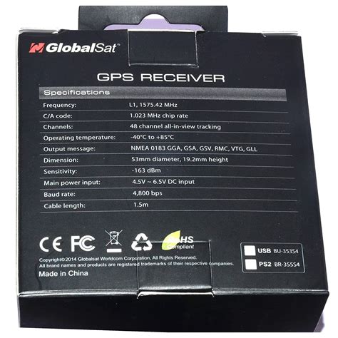GlobalSat BU-353S4 Cable USB GPS Receiver Module with USB interface G ...