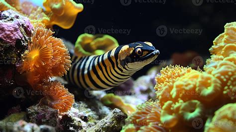 Zebra Moray Eel Gymnomuraena zebra phylum Chordata class Actinopterygii order Anguilliformes ...