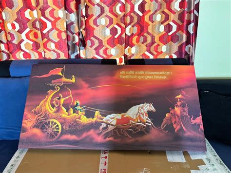 Krishna and Arjuna at Battlefield of Mahabharata Canvas Wall Painting