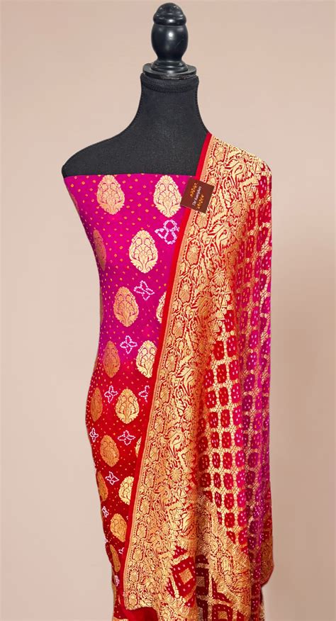 Pure Khaddi Georgette Banarasi Bandhani Suit - Meenakari — The Kaarighars