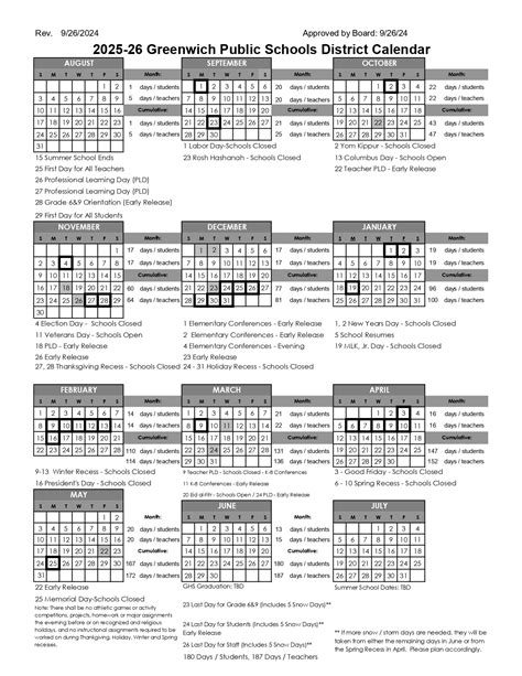 Greenwich Public Schools Calendar 2026-2027 [District]