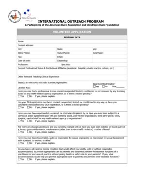 Fillable Online ameriburn INTERNATIONAL OUTREACH PROGRAM - ameriburn ...