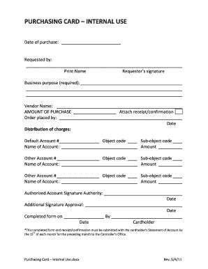 Fillable Online gbcnv Purchasing card - internal use form (rev 5/4/11 ...