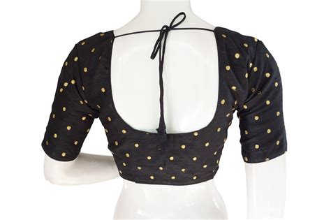 Black Color Semi silk Embroidery Readymade saree blouse, Ready to wear ...