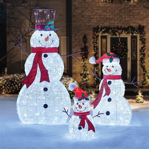 Sparkling Crystal Snowman Family LED Set
