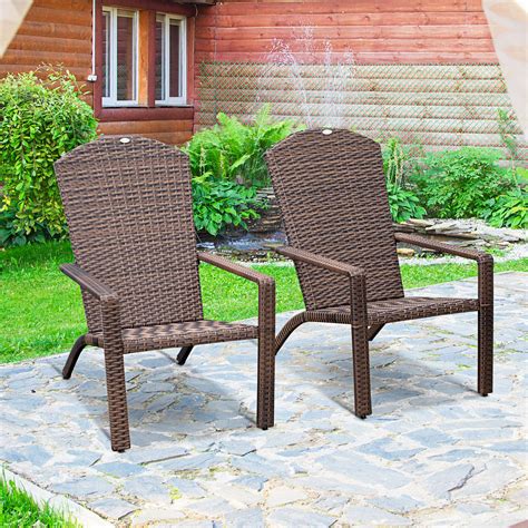 Outsunny Two Pieces Patio Wicker Muskoka Chair, Outdoor PE Rattan Fire ...