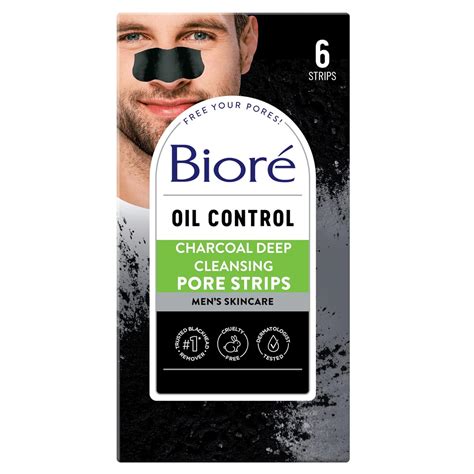 Bioré Charcoal Deep Cleansing Pore Strips for Men, Nose Strips for ...