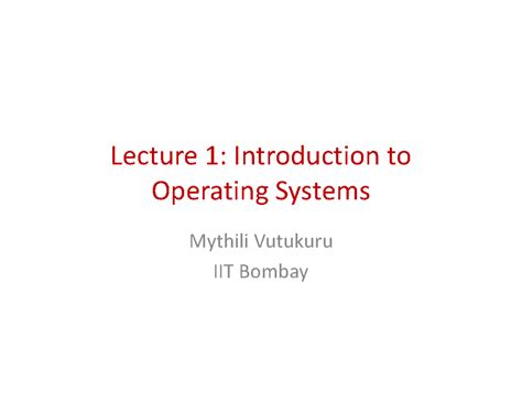 Lecture 1: Intro to Operating Systems - Notes (IPU) - Studocu