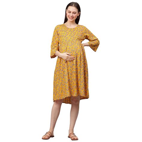 Buy MomToBe Women's Rayon Knee Length Maternity Dress/Feeding Dress ...