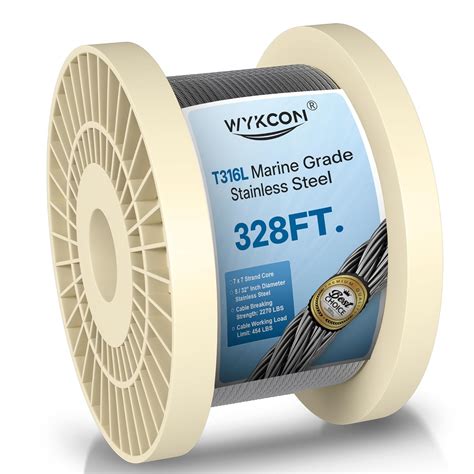 WYKCON 316L Stainless Steel Wire Rope - 328ft - 532 India | Ubuy