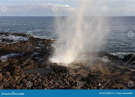 The Spouting Horn Blowhole Erupting with Water Spraying 15 Feet into ...