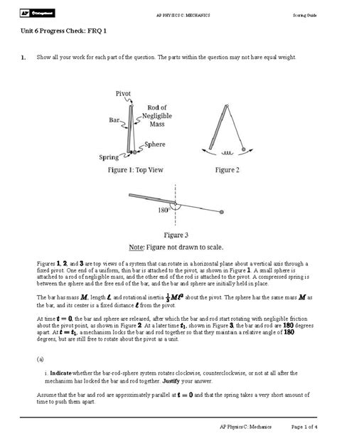 AP PHYSICS C: MECHANICS Unit 6 Progress Check FRQ 1 Solutions Guide ...