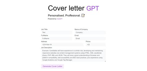 Chat GPT Cover Letter 的图像结果