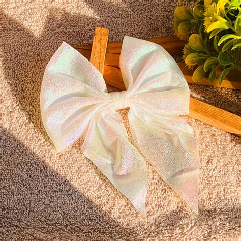 Lemon Holographic Bow – Rainbow Hues