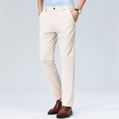 Elvqul Mens White Dress Pants Big and Tall Stretch Cotton Slim Fit Work ...