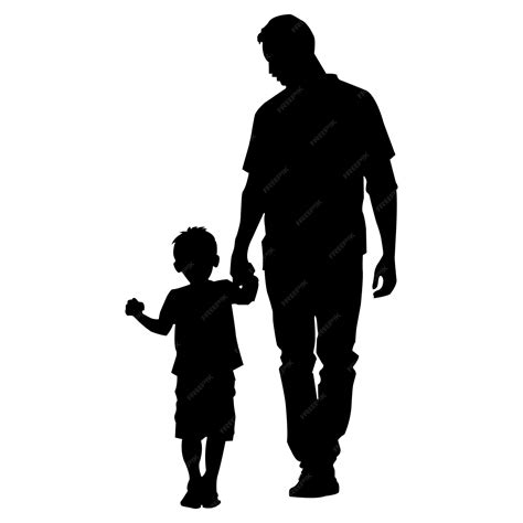 Silhouette Of Father Holding Hands With Child
