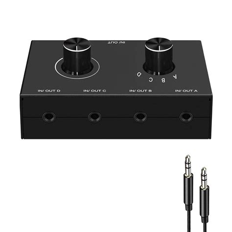 3.5mm Stereo Audio Switch, 4 Port Audio Splitter Box Manual Selector ...