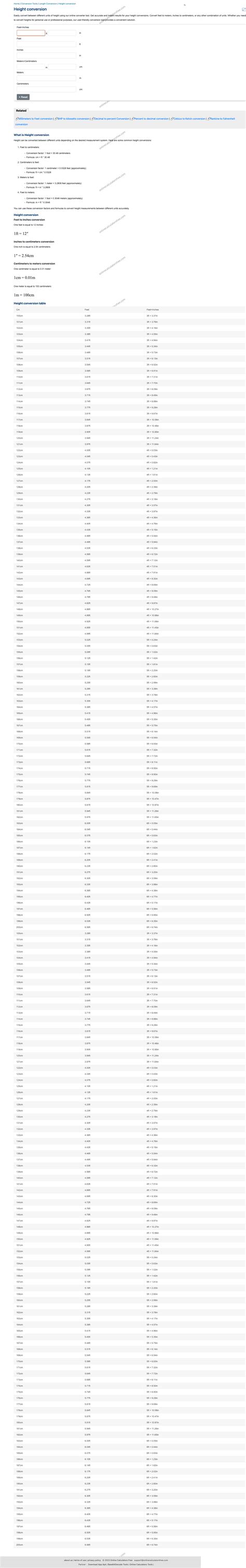 Height Converter: Feet, Inches, Meters, CM - CalculatorFree