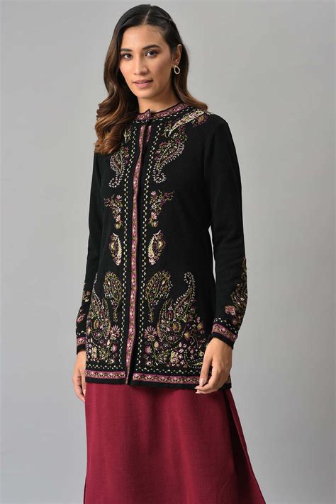 Buy Black Paisley Printed Short Cardigan @ 3999 | W for woman – wforwoman