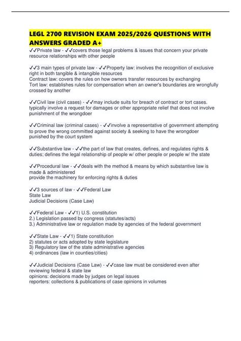 LEGL 2700 REVISION EXAM 2025/2026 QUESTIONS WITH ANSWERS GRADED A+ ...