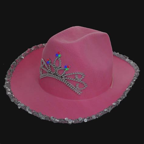 Buy GIFTEXPRESS CHILD LED Blinking Pink Tiara Cowgirl hat Light Up ...