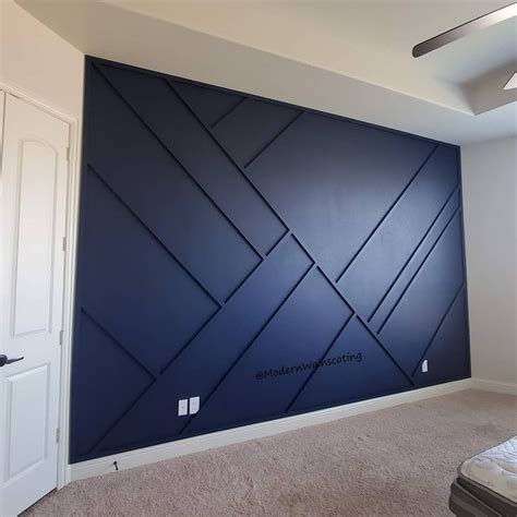 Dark Blue Accent Walls with Modern Wainscoting