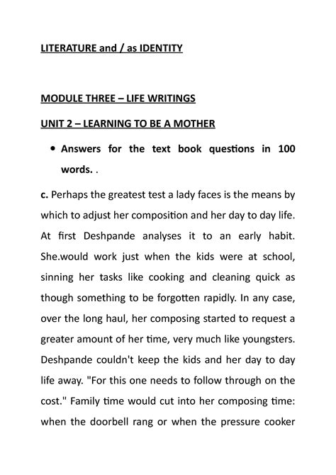 Literature and as Identity - Module 3 - U2 Notes - Part B - LITERATURE ...
