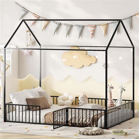 Full Floor Bed for Kids, Metal Montessori Floor Bed Full Size, Kids ...