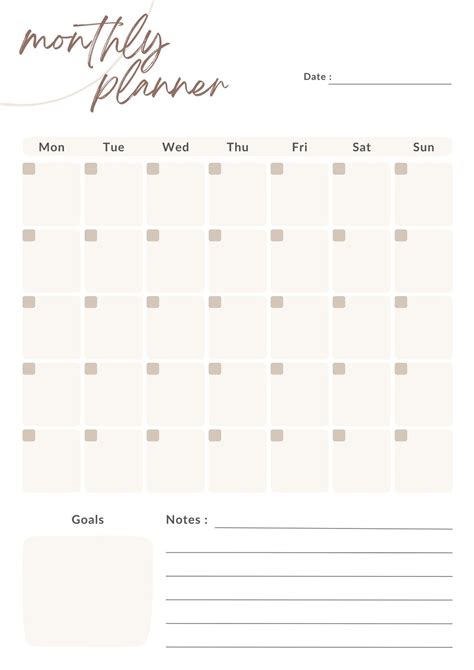 Minimal and Elegant Monthly Planner Sheet - Templates by Canva | Study ...