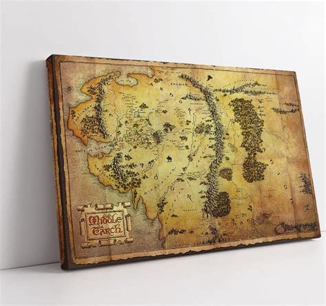 Buy YOUHONG Middle Earth Map Wall Decor Lord of The Rings Wall Art Map ...