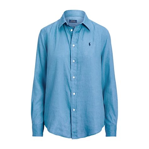 Buy Polo Ralph Lauren Women Blue Relaxed Fit Linen Shirt Online ...