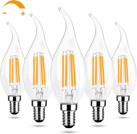 Volxon 5Pack E12 Chandelier Bulb Dimmable 2700k Warm White 600LM ...
