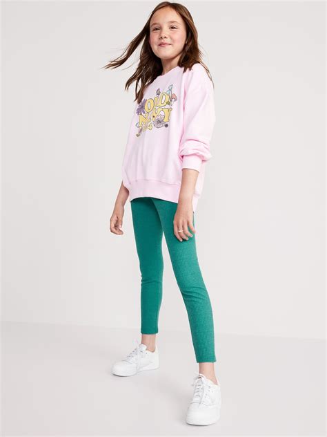 Full-Length Built-In Tough Rib-Knit Leggings for Girls | Old Navy