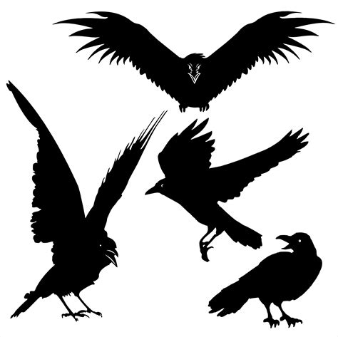Crows and Ravens Clip Art Dxf Svg Png Eps Jpg for Cutting, Clothing ...