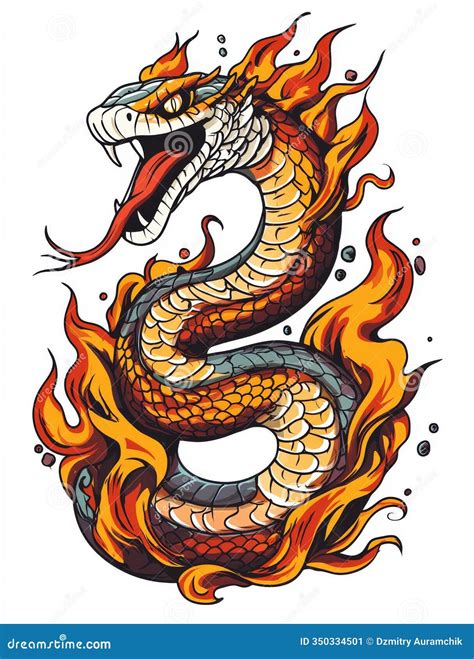 Scorching Snake Tattoo Concept, Toxic Serpent with Fire Stock Image ...