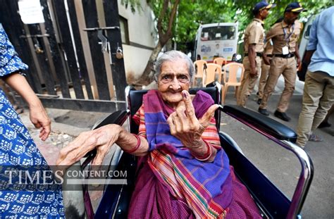 Centenarian voter News Photo Fifth phase of the Lok Sab...