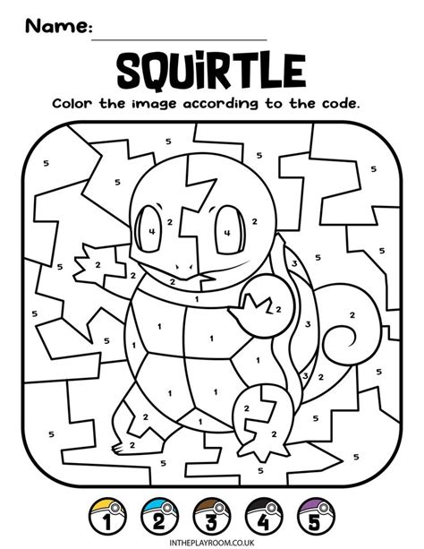 Image result for Pokemon Color by Number Coloring Pages