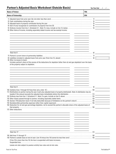 Partnership Adjusted Basis Worksheet 的图像结果