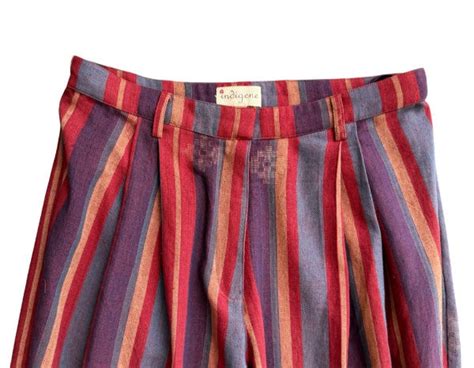 Candela Hand woven stripe jamdani pleated pants – indigenecraft.com