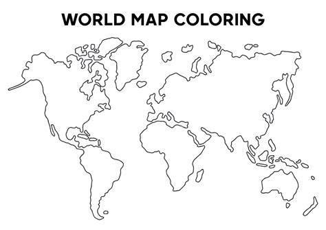 Printable World Map 7 Continents Sketch Coloring Page