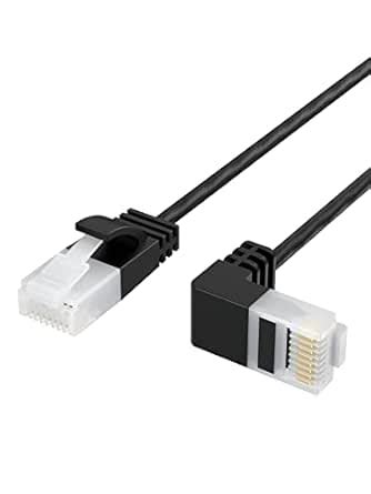 CableCreation Ultra Slim Cat6a Ethernet Short Cable OD 2.8mm, Up Angle ...