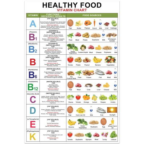 Vitamin And Mineral Chart 16"x24" - Vitamin Chart, Vitamin Chart Laminated for Classroom Kitchen ...