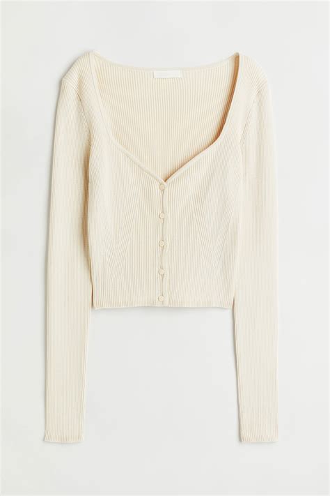 Ribbed jumper - Cream - Ladies | H&M IN