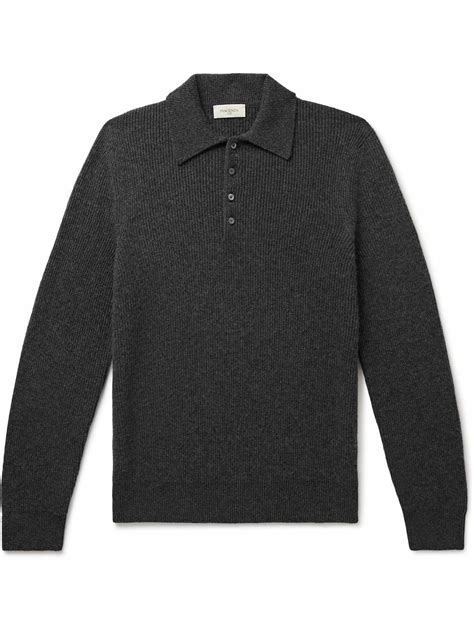 PIACENZA 1733 - Slim-Fit Ribbed Cashmere Polo Shirt - Gray Piacenza ...