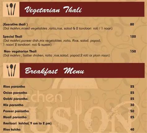 Menu at Kitchen Fusion, Chandigarh, SCO 37