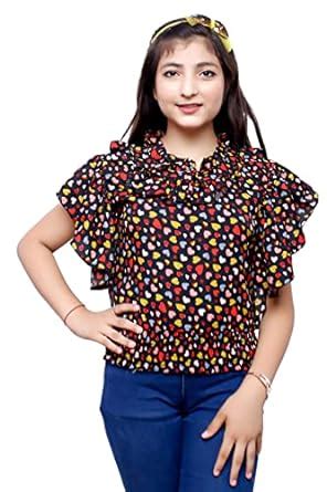 Buy Girls Heart Print Frill Design top-60 Black 11-12 Years at Amazon.in