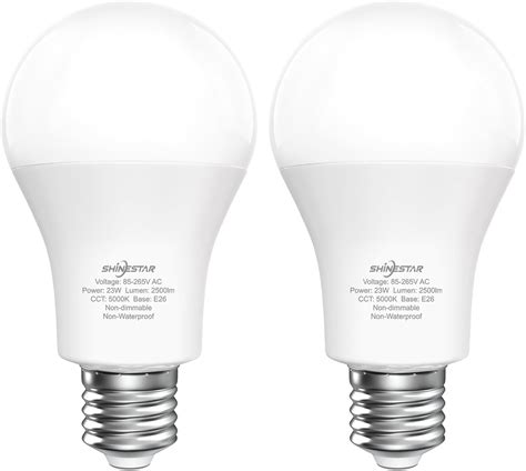 Shinestar 2-Pack LED Light Bulb 150W Equivalent 2500 Lumen 5000K ...