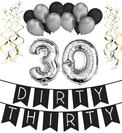 Dirty Thirty Birthday Party Pack Happy Birthday Bunting, Poms, and ...